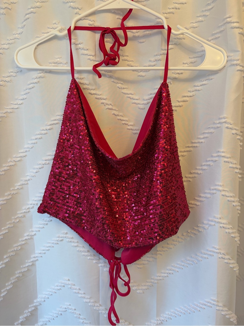 wild fable Hot Pink Sequin Halter Crop Top